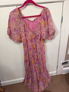 Spell Pink and Yellow Floral Maxi Dress